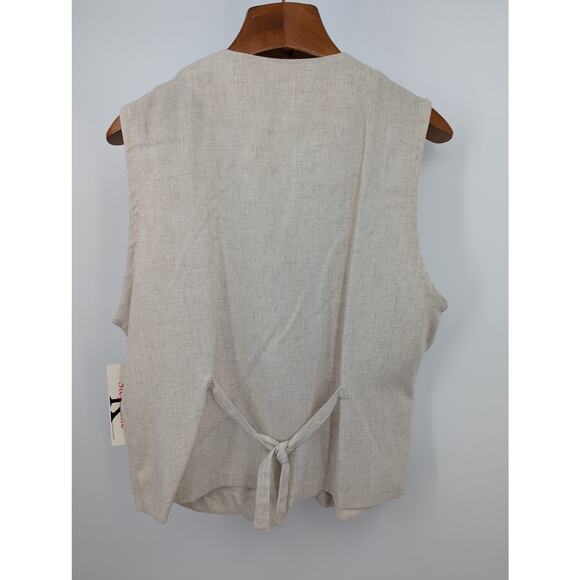 Stephanie K Linen Blend Vest & Pants Set Size 18 XL VTG NWT Beige Outfit Y2K 90s - Picture 2 of 10